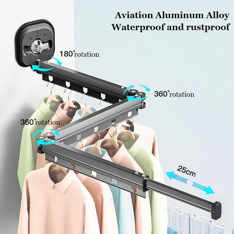 Coat Shelf Racking for Balcony Wall Mounted Folding Clothes Hanger Drying Rack