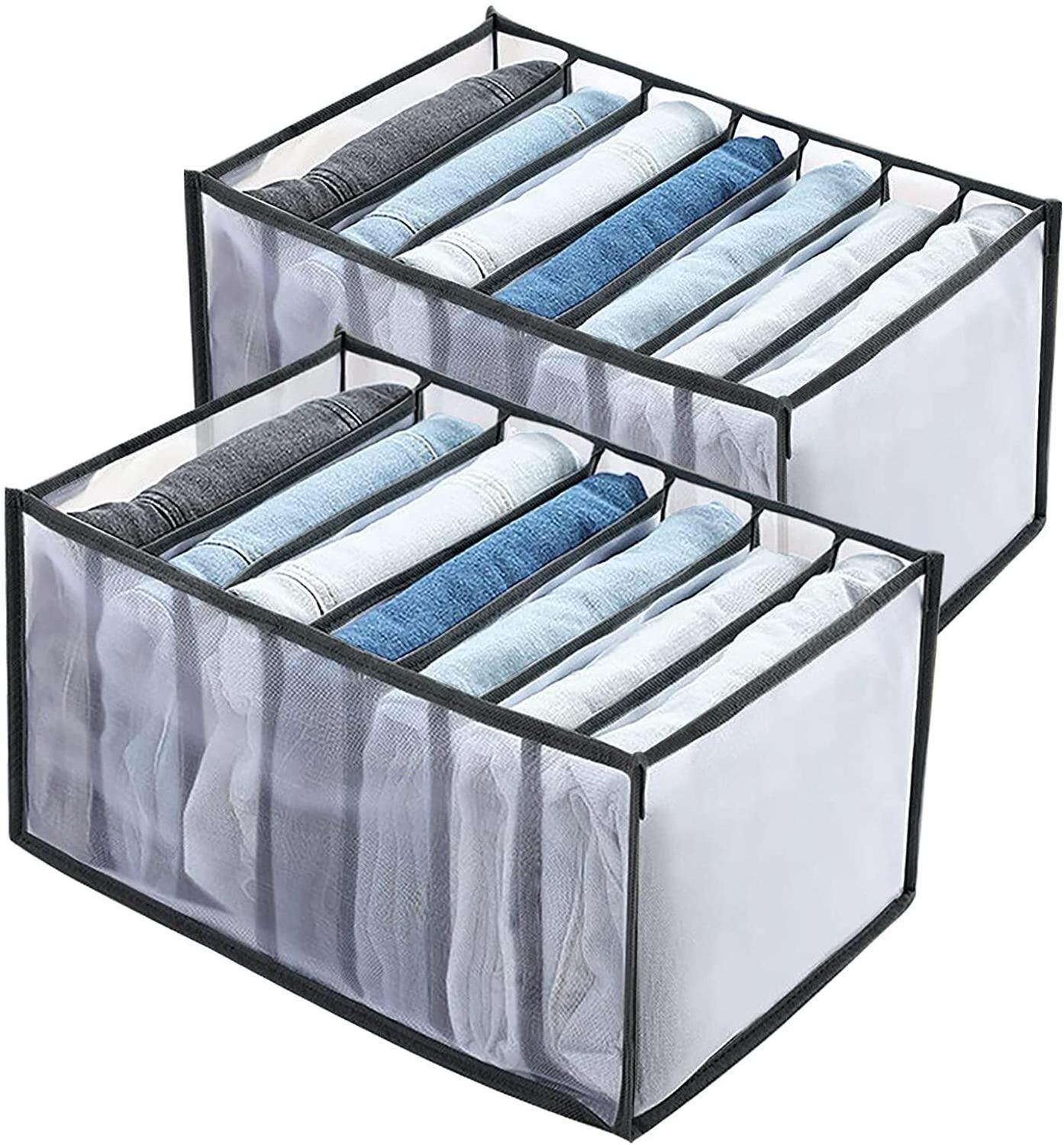 Clothes Organizers 7 Grids Storage Boxes & Bins Washable Drawer Mesh Transparent Stackable Storage Box