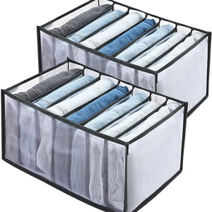 Clothes Organizers 7 Grids Storage Boxes & Bins Washable Drawer Mesh Transparent Stackable Storage Box