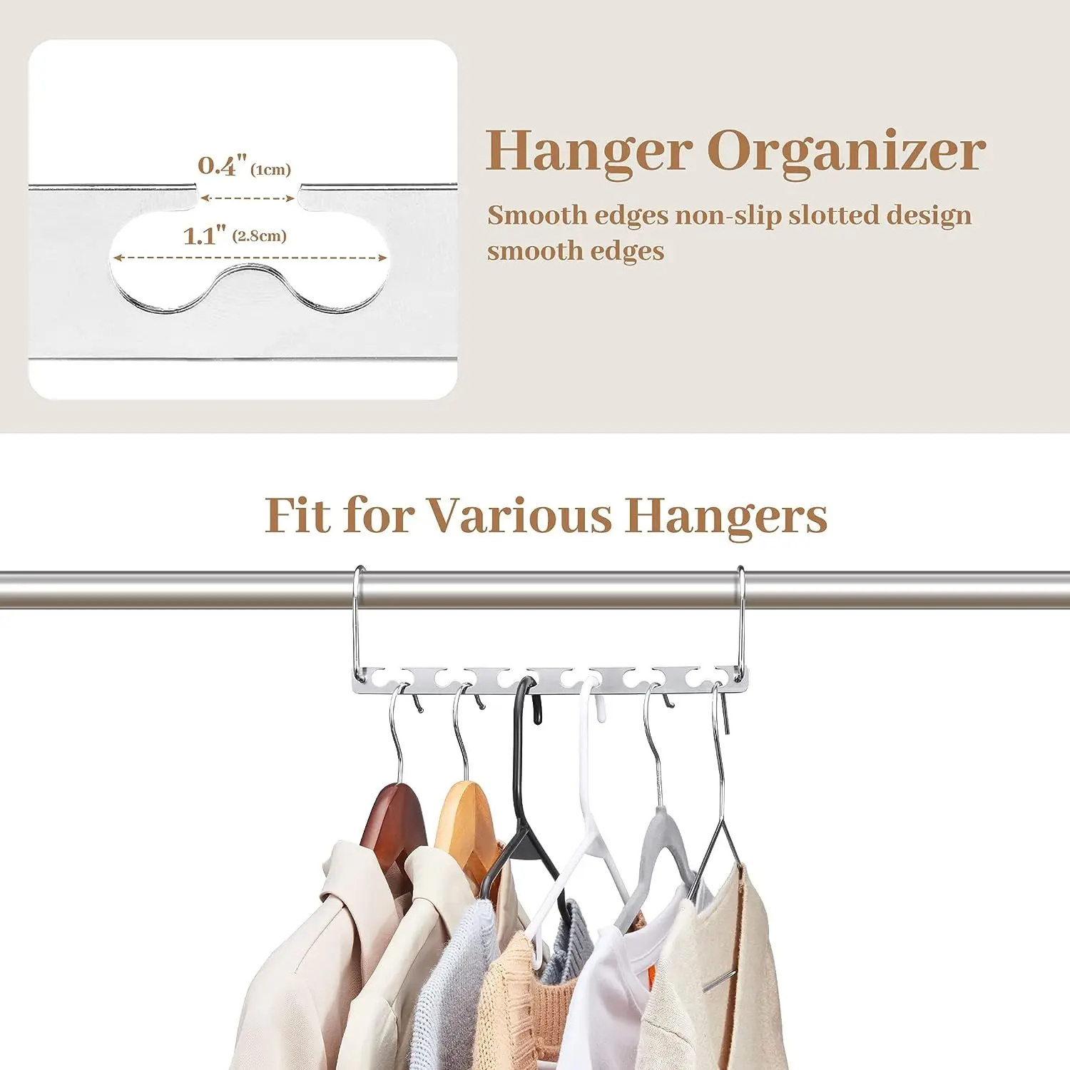 New Arrival Stainless Steel Single Metal Folding Clothes Hanger Rectangle Shape Rotating Hook Space-Saving Wardrobe for Living