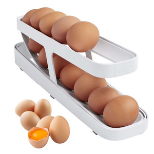 Kitchen Storage Holder Plastic Egg Trays Fridge Egg Dispenser Rolling Egg Tray Storage Rack