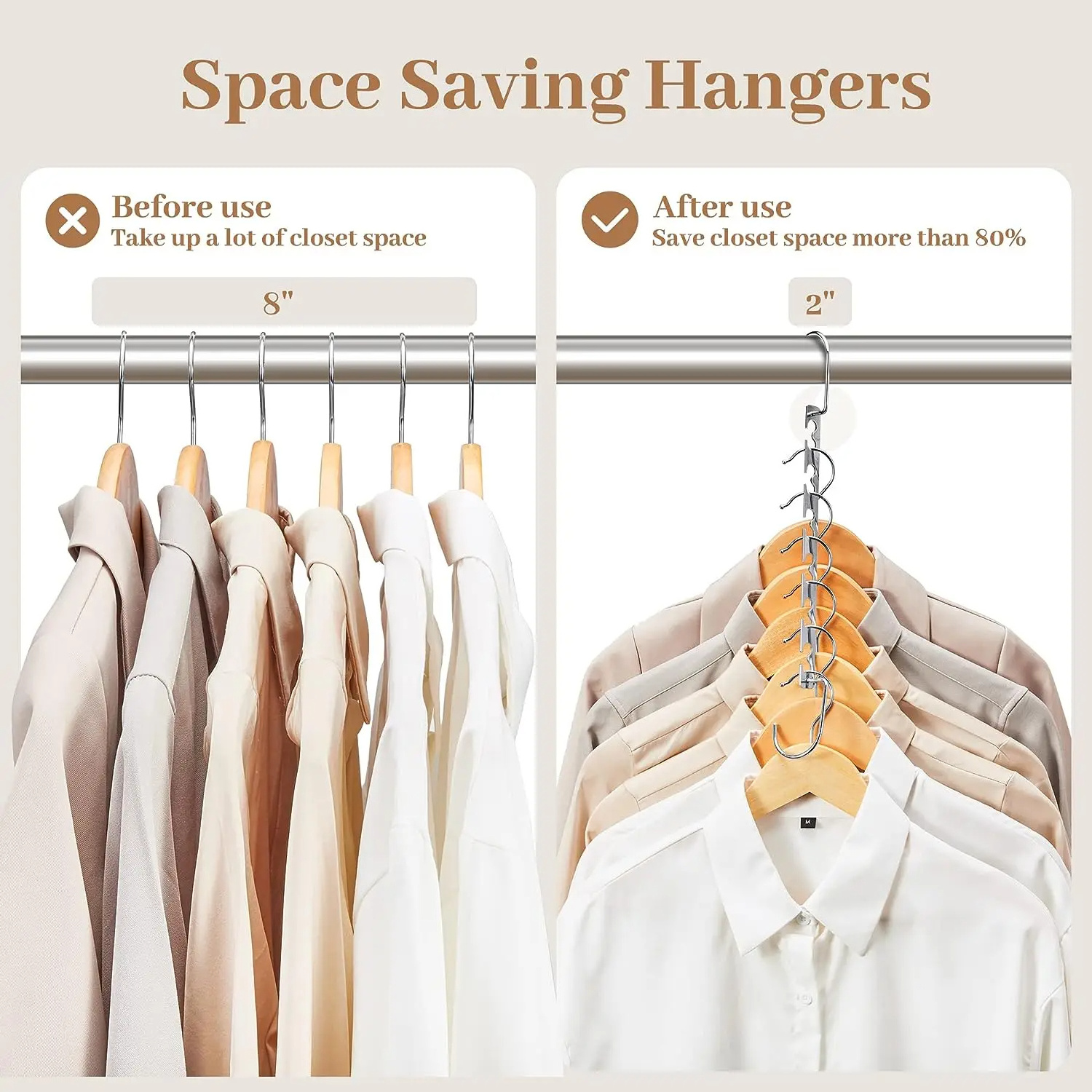 New Arrival Stainless Steel Single Metal Folding Clothes Hanger Rectangle Shape Rotating Hook Space-Saving Wardrobe for Living