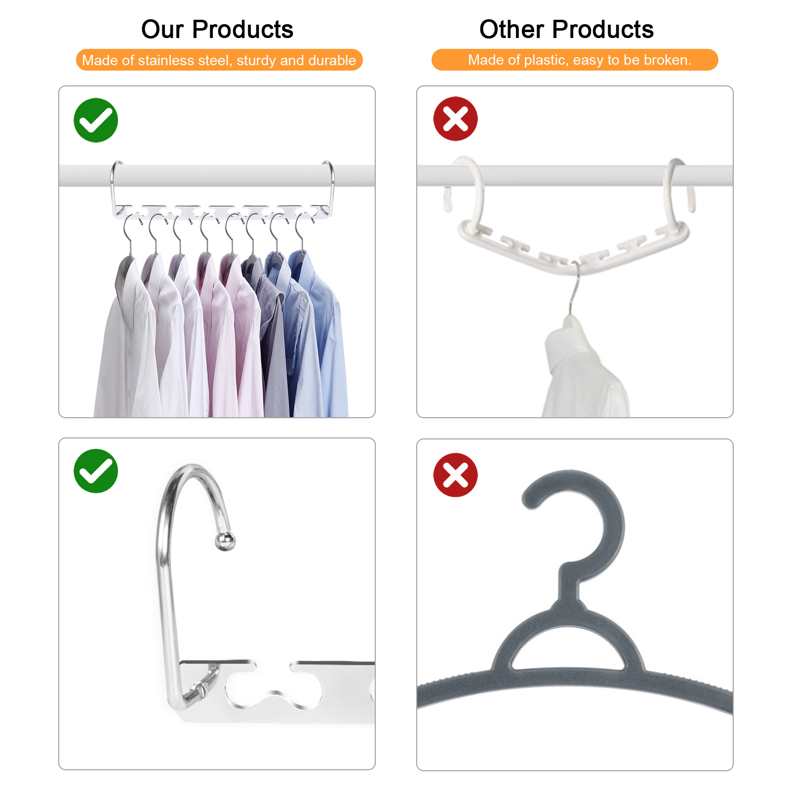 Mental Folding Clothes Hanger With Hook Manufacturer Wholesale High Quality Stainless Steel Hanger