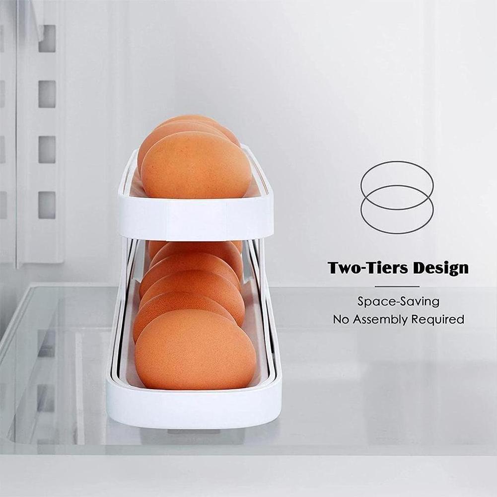 Kitchen Storage Holder Plastic Egg Trays Fridge Egg Dispenser Rolling Egg Tray Storage Rack