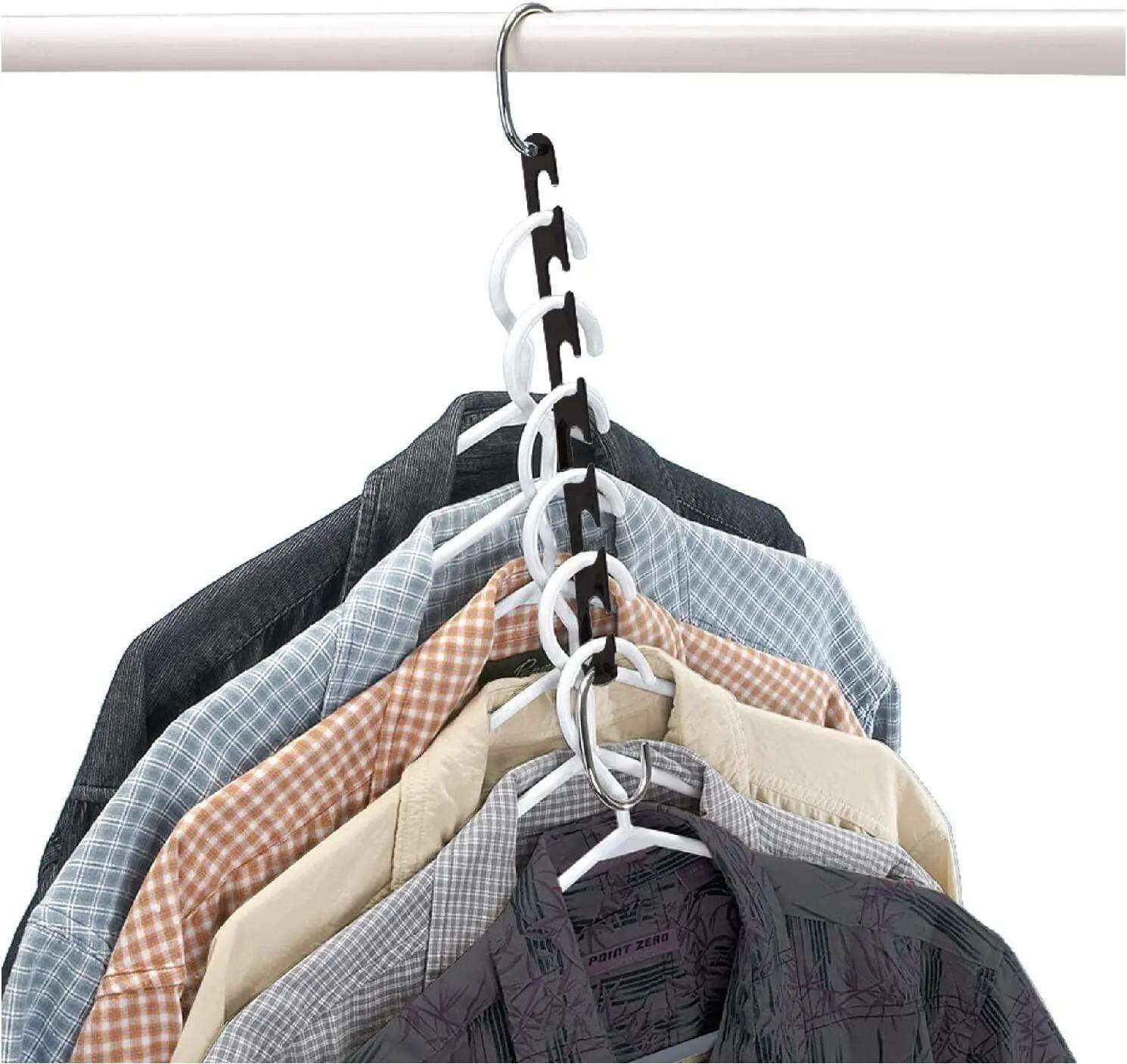 New Arrival Stainless Steel Single Metal Folding Clothes Hanger Rectangle Shape Rotating Hook Space-Saving Wardrobe for Living