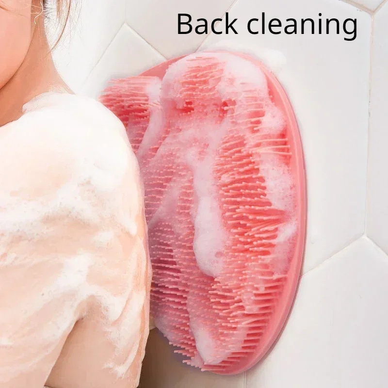 Silicone Rub Back Brush Bathroom Non-slip Wash Foot Pad Massage Shower Mat With Sucker  Exfoliating Brush