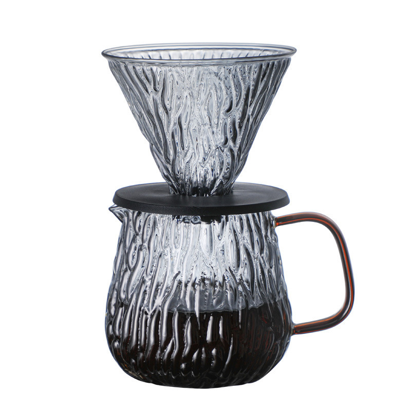 New Glass Pour Over Coffee Maker 600ML Glass Carafe Glass Coffee Cup Server With Filter