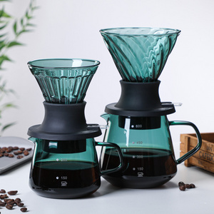 Colorful 400ml 600ml Borosilicate Glass Coffee Pot Glass Coffee Server Set