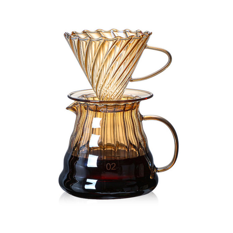 New Hand Drip Glass Coffee Pot Coffee Dripper 600ml Coffee Server With Funnel