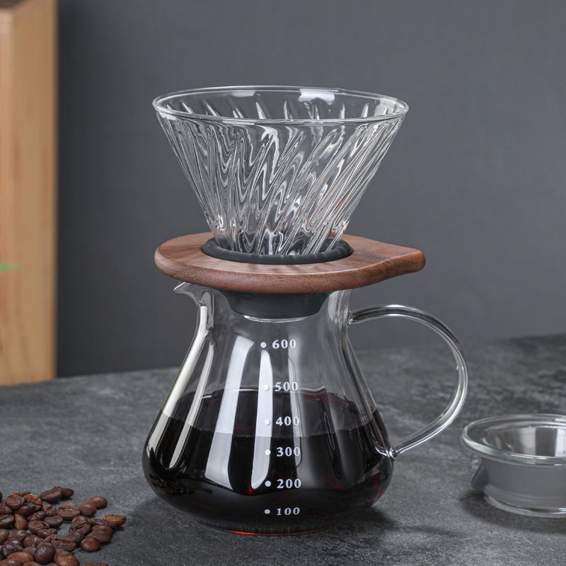 Pour Over Glass Coffee Maker Grey 600ml Glass Coffee Pot  Glass Coffee Server Dripper