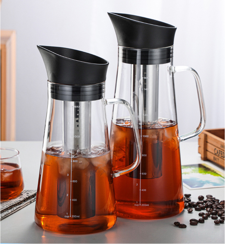 1200ml 1500ml Cold Brew Coffee Maker With Stainless Steel Drip Filter Coffee Dripper Pot Glass Pitcher