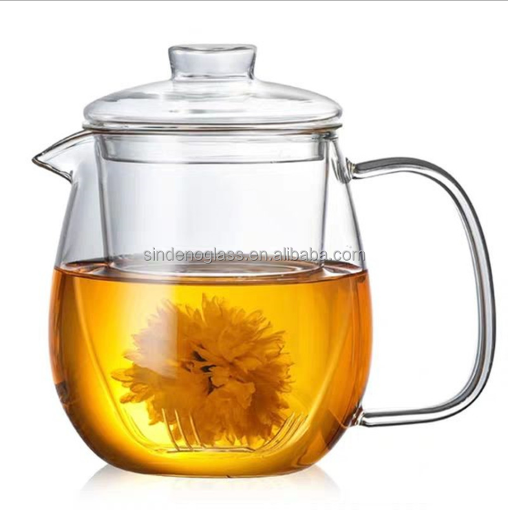 600ml 20oz Borosilicate Glass Teapot Stove Top Loose Tea Thicken Tea Kettle with Removable Infuser