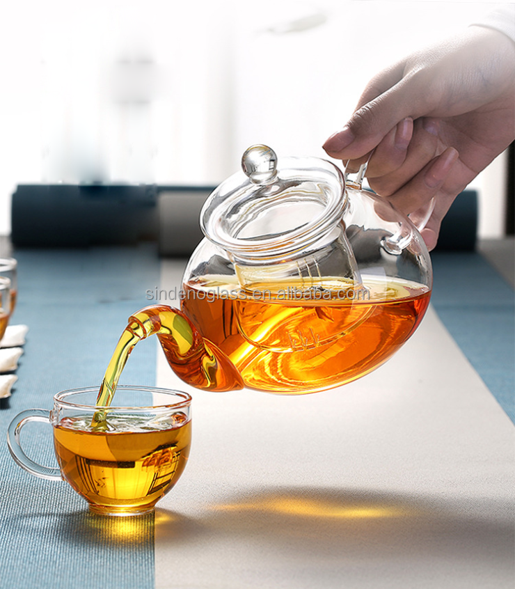 400ml 600ml 800ml 1000ml  High Borosilicate Glass Teapot With Strainer Flower Pot Glass Tea Pot With Infuser