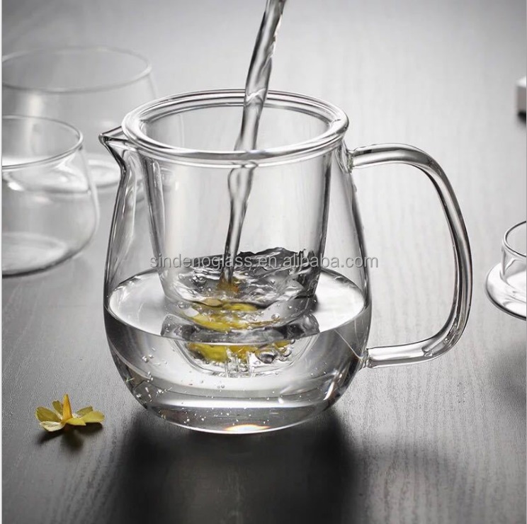 600ml 20oz Borosilicate Glass Teapot Stove Top Loose Tea Thicken Tea Kettle with Removable Infuser