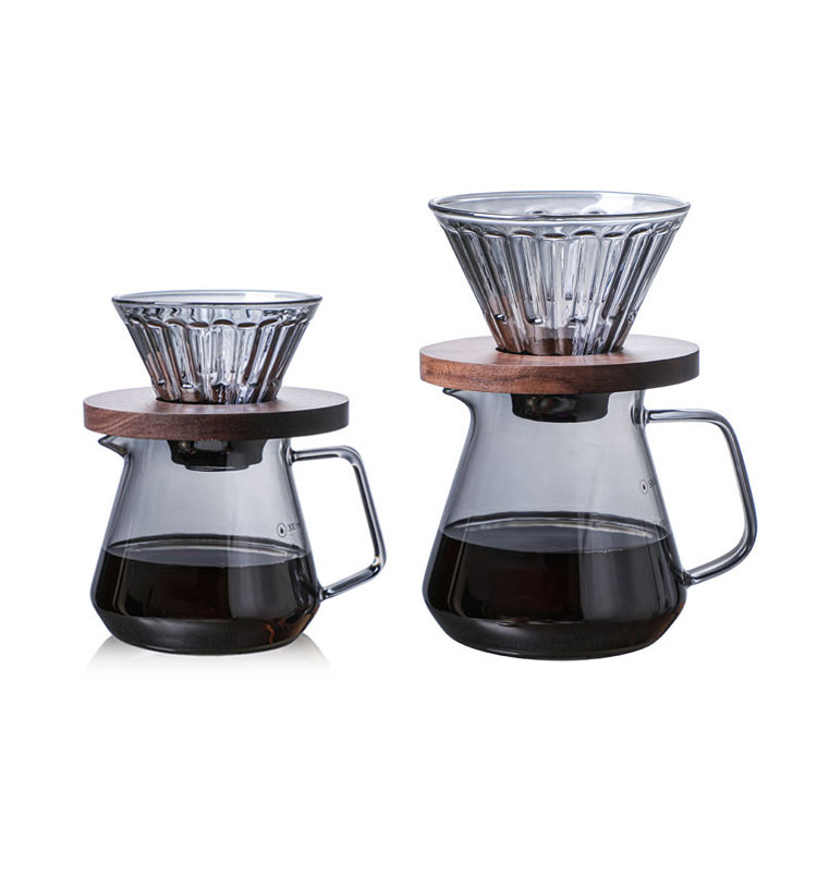 Pour Over Coffee Maker Pot Glass Coffee Decanter 300ml / 500ml Grey Glass Coffee Server