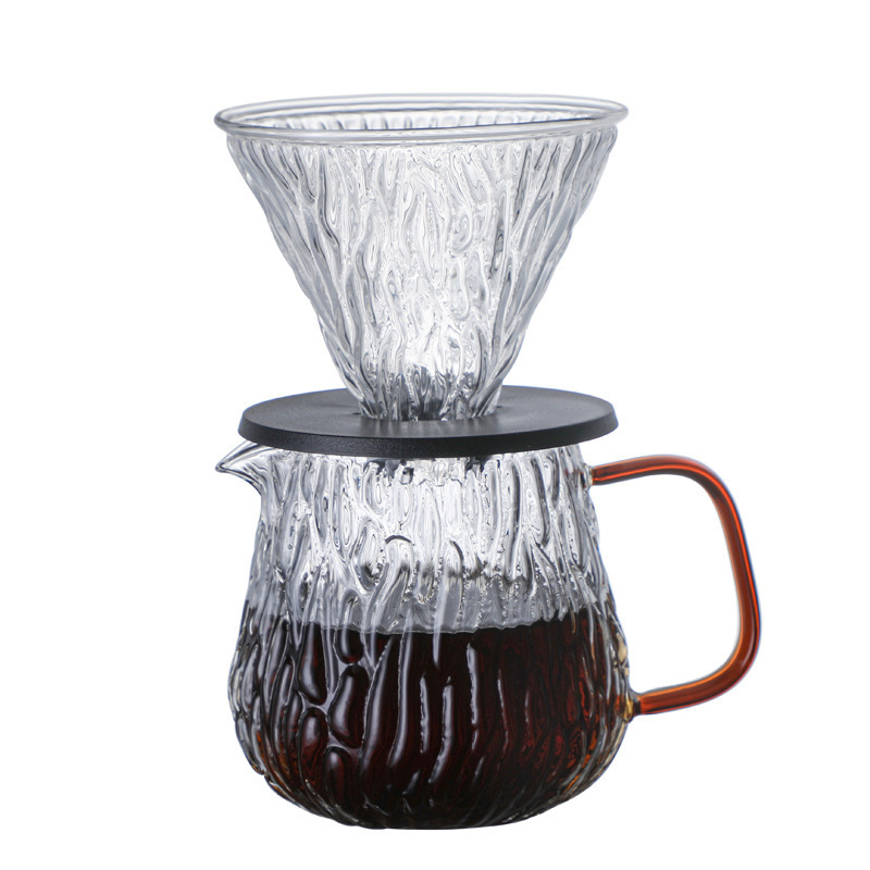 New Glass Pour Over Coffee Maker 600ML Glass Carafe Glass Coffee Cup Server With Filter