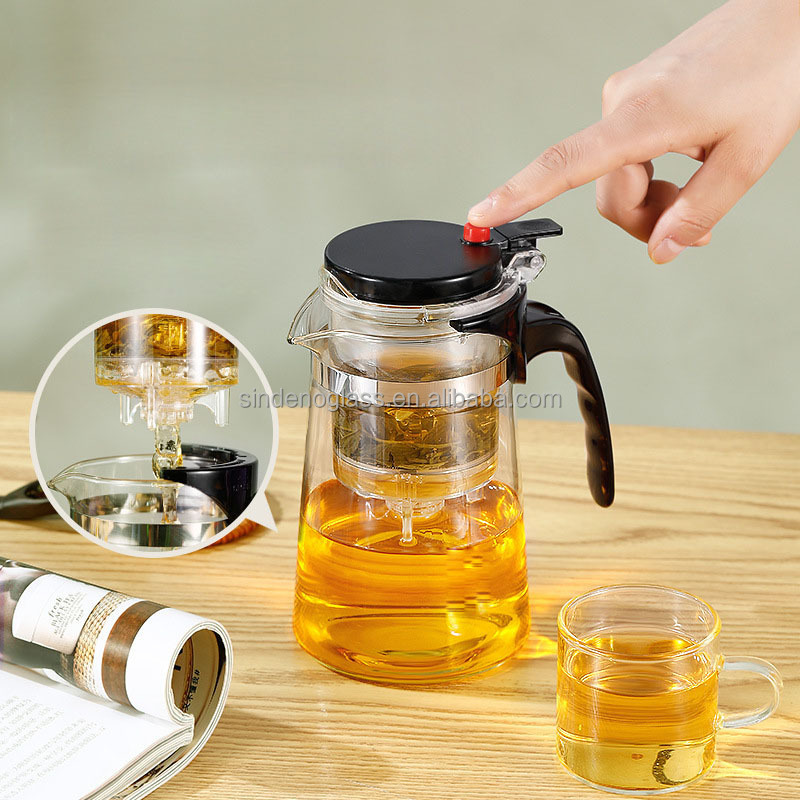 Glass Tea Pot Kettle Loose Leaf Tea Maker With Built In Infuser And Removable Filter