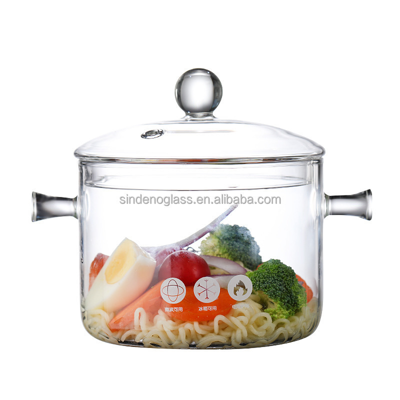 Heat-Resistant High Borosilicate Glass Handmade Cookware Set Stovetop Glass Cooking Pot