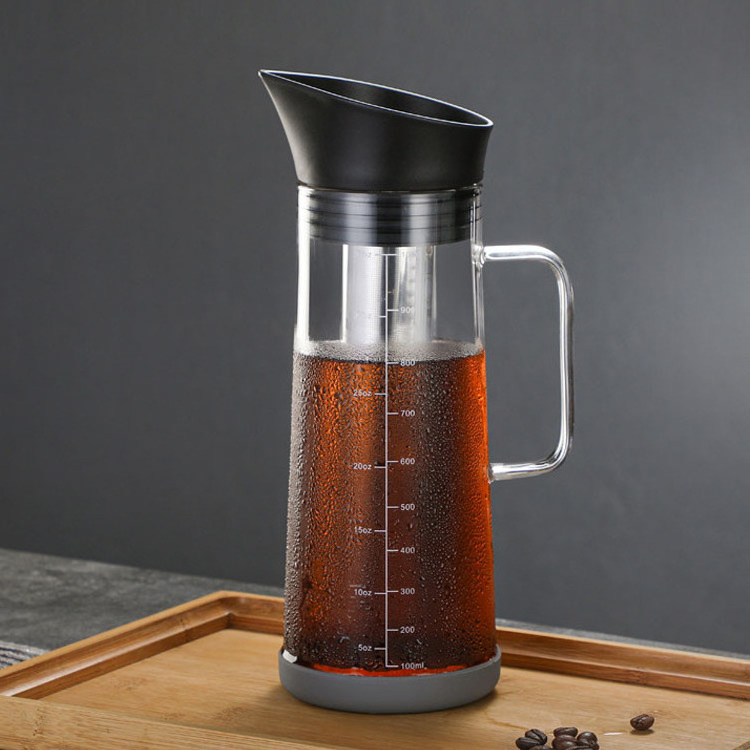 1000ml Removable Stainless Steel Filter Tea Maker Borosilicate Glass Iced Coffee Maker