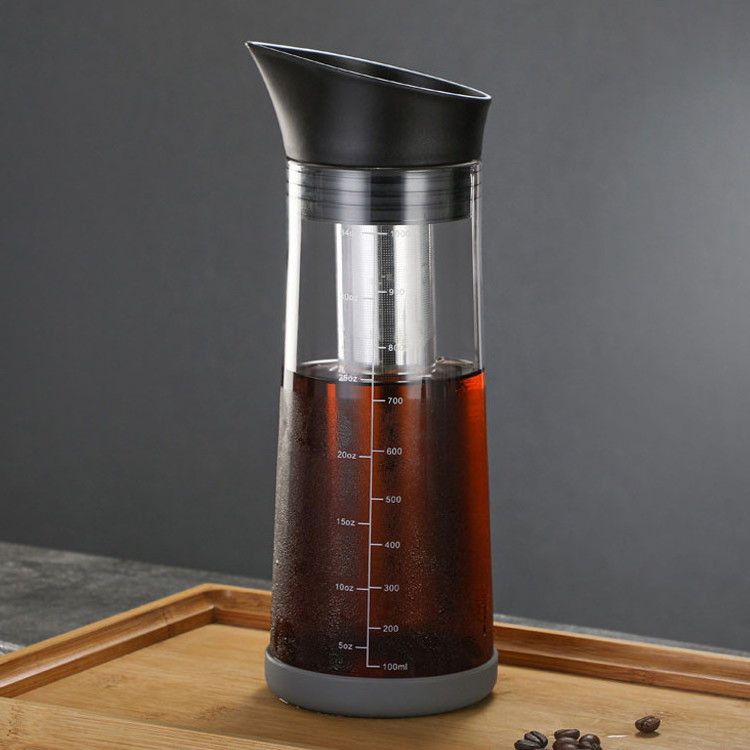 1000ml Removable Stainless Steel Filter Tea Maker Borosilicate Glass Iced Coffee Maker