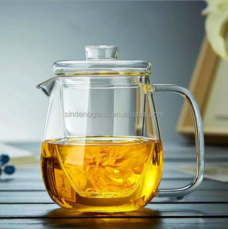 600ml 20oz Borosilicate Glass Teapot Stove Top Loose Tea Thicken Tea Kettle with Removable Infuser