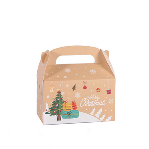 Reusable 6"x6"x3.5" Christmas Kraft Cardboard Treat Boxes Eco-friendly Treats Cupcakes Cookies Candy Donuts Paper Packaging Box