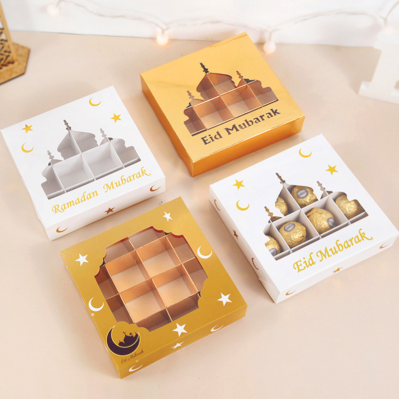 eid mubarak ramadan festival decorations candy sweet chocolate cake nut macaron baklava packaging gift favor box with 16 slot