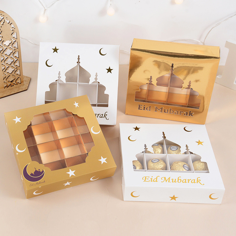 eid mubarak ramadan festival decorations candy sweet chocolate cake nut macaron baklava packaging gift favor box with 16 slot