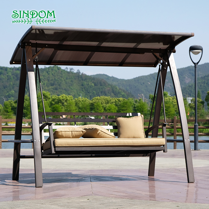 Best Price Two or Three Seats Suspended Chair Solar Aluminium Garden Patio Swing