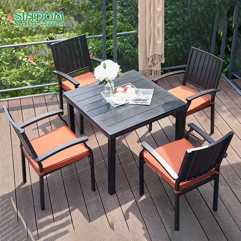 Outdoor Garden Furniture Luxurious Cast Aluminum Patio Swivel Chair & Rectangle Table