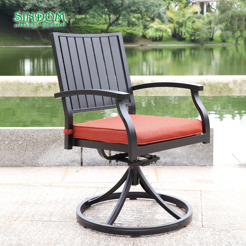 Outdoor Garden Furniture Luxurious Cast Aluminum Patio Swivel Chair & Rectangle Table