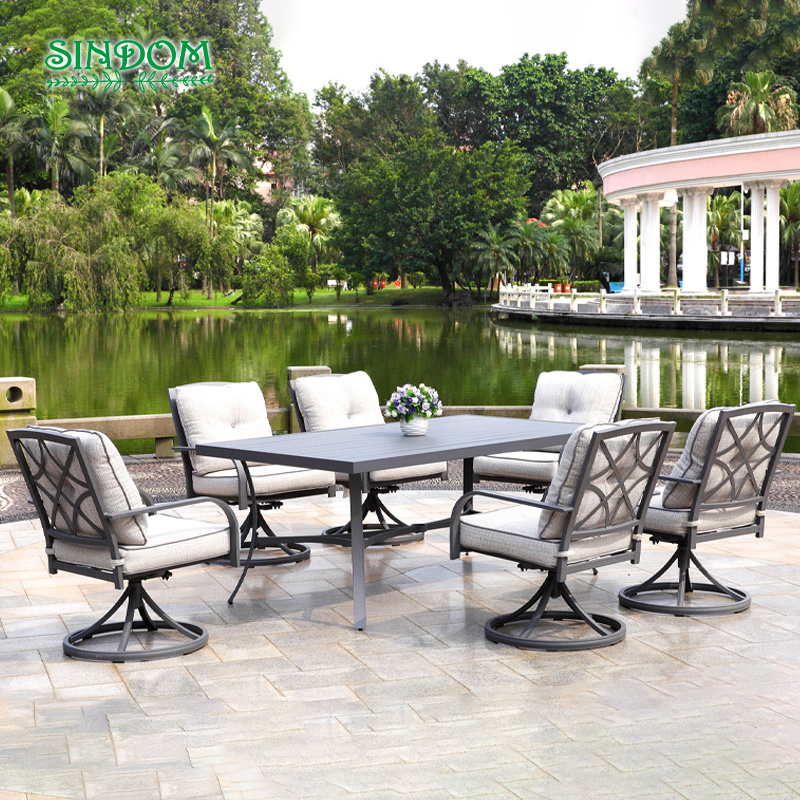 Outdoor Furniture 7 Piece Patio Set Swivel Rocking Sofa Chair & Table