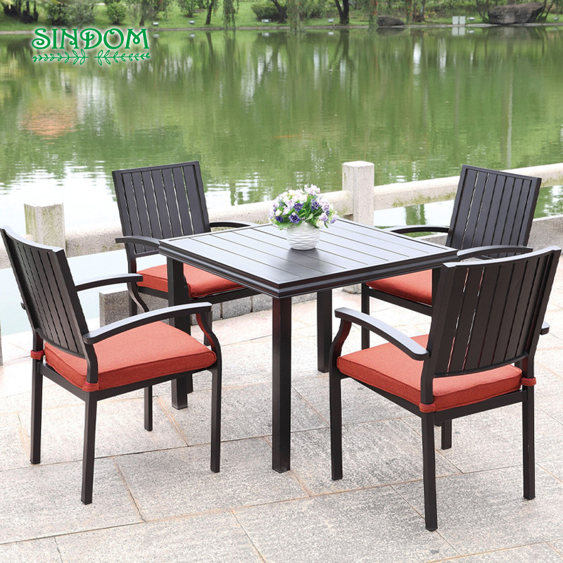 Outdoor Garden Furniture Luxurious Cast Aluminum Patio Swivel Chair & Rectangle Table