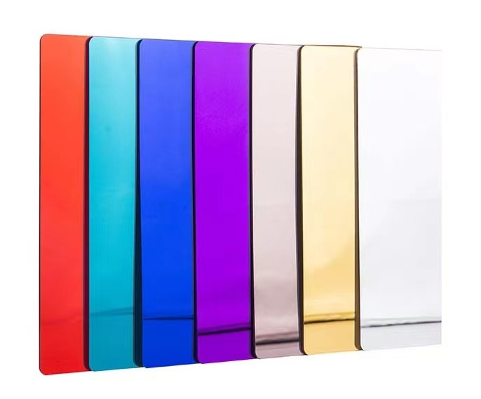 Mirror acrylic panel 0.65 mm 0.8 mm 1 mm ultra-thin mirror with adhesive for wall decoration wholesale mirror acrylic plate