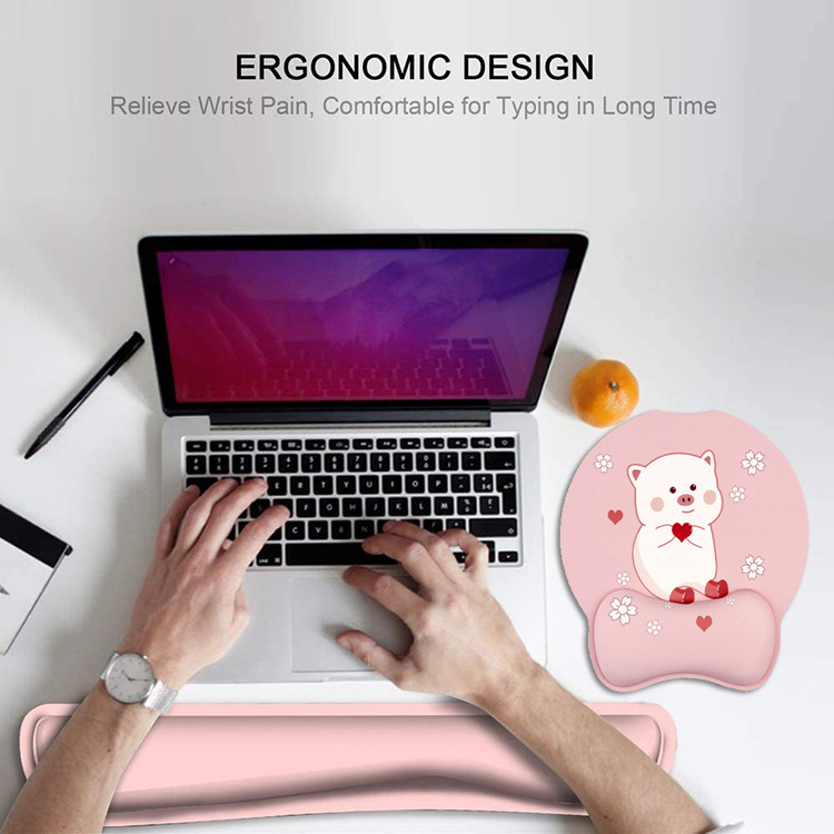 Ergonomic Keyboard Pad Wrist Rest and Gel Memory Foam Mouse Pad with Wrist Support Set