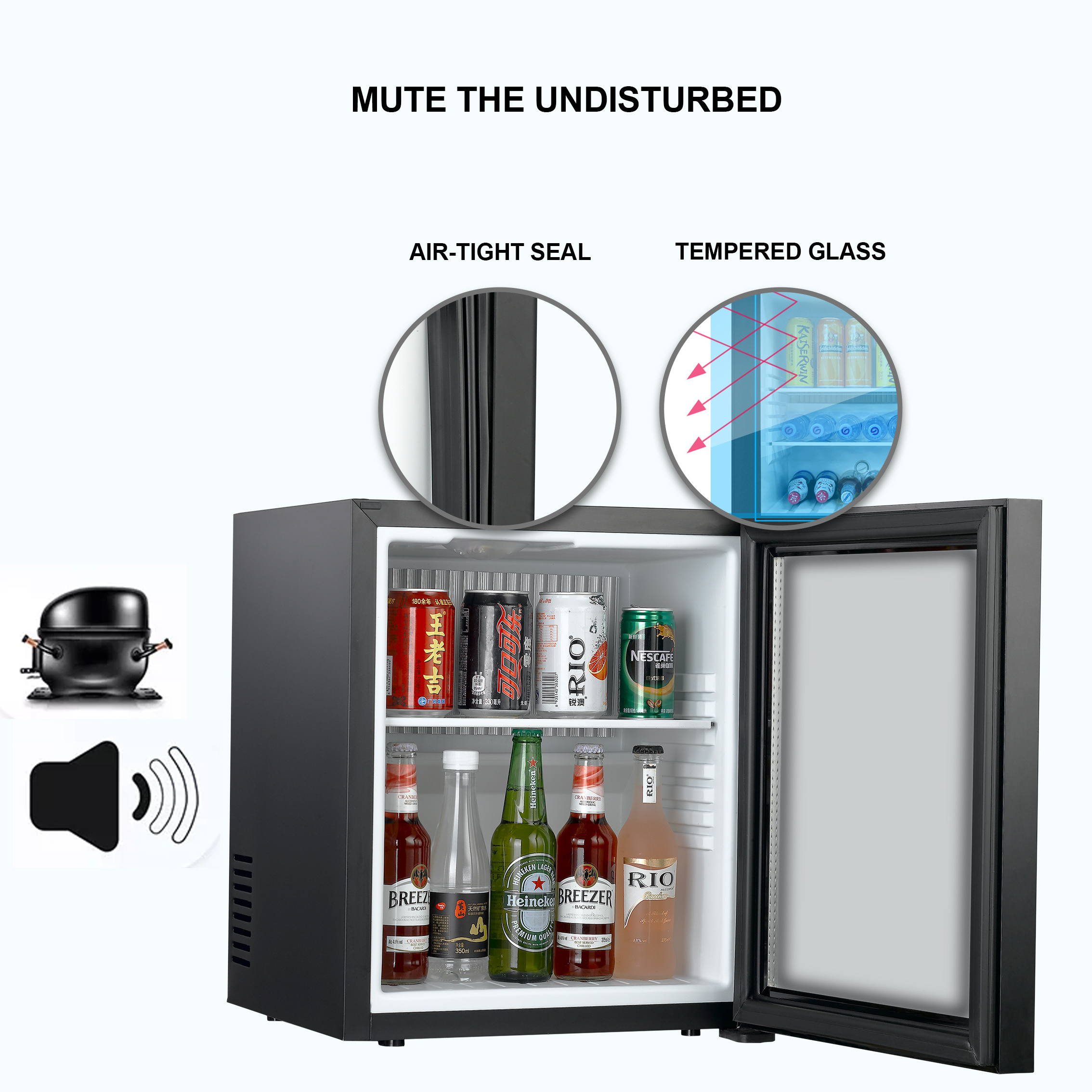 30L oem vertical room domestic table top glass door electric mini fridge with key lock