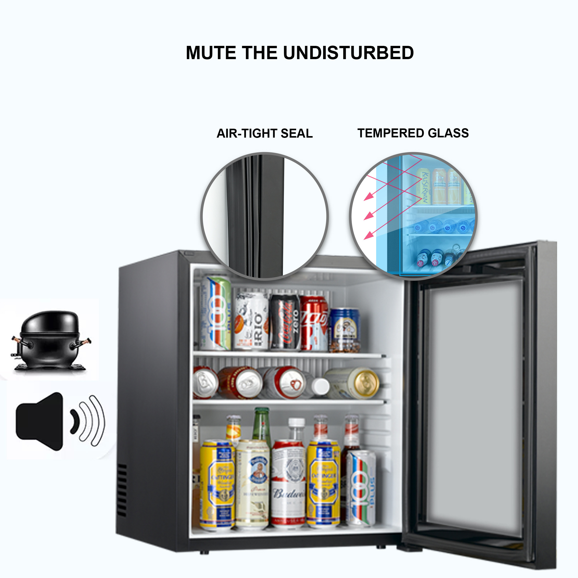 Wholesale Absorption Small 60L Mini bar Hotel Refrigerator with Lock Option