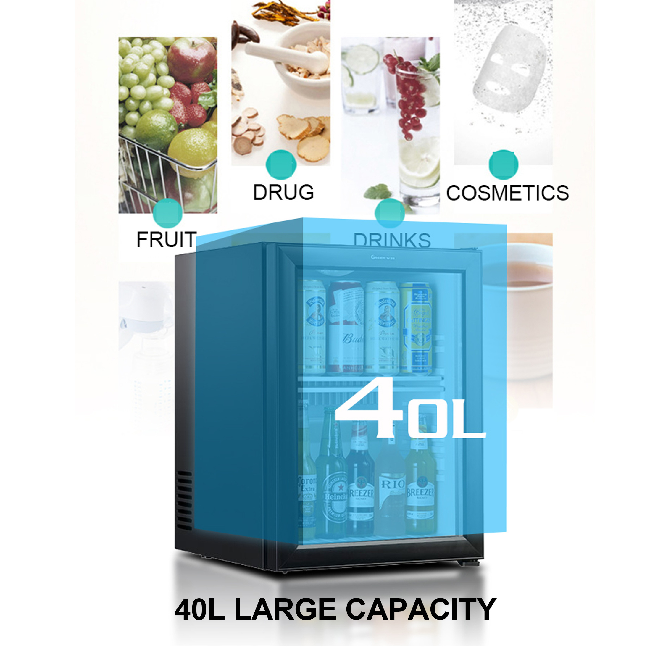 40L Kitchen Refrigerator Fresh-keeping Icebox Refrigerator Home Single Door Fridge Small Frigobar Cabinet