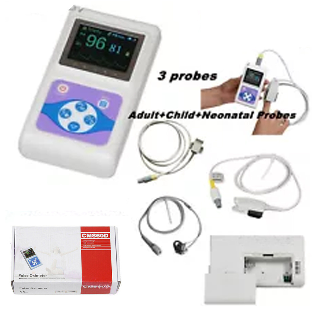 CMS60D with Adult Paediatric Neonatal SPO2 Probe PC Software Handheld fingertip pulse Oximeter