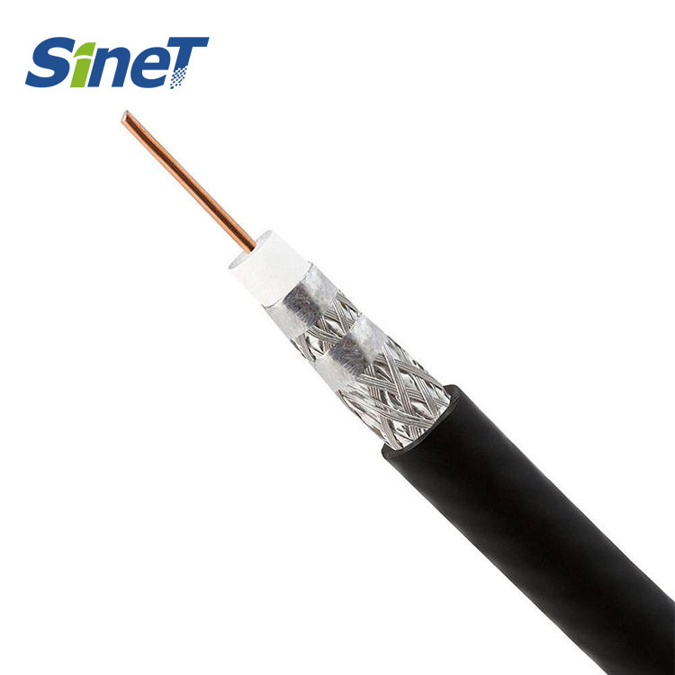 RG6 Bulk Cable Double Tri Quad Shielded Optional RG6 Coaxial Cable 18AWG Solid CCS 21% Conductivity White/Black Cable RG6