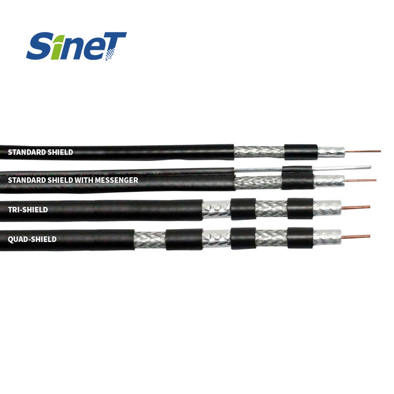 High Quality Coax 305M 75ohm 60% Coverage 3ghz RG6/U Double Tri Quad Shield RG59 RG6 Coaxial Cable OEM Rg11 Coaxial Cable Price