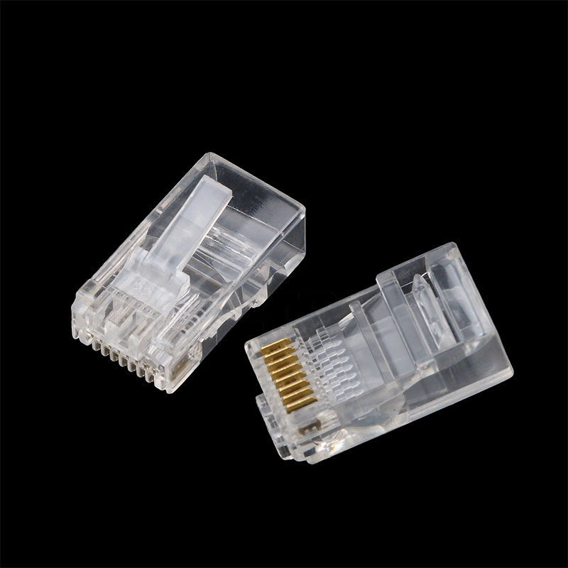 100pcs/bag RJ45 Ethernet Cables Module Plug Network LAN Connector RJ-45 Crystal Heads Gold Plated 8P8C OEM Male ABS RJ45 Female