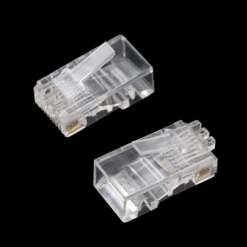 100pcs/bag RJ45 Ethernet Cables Module Plug Network LAN Connector RJ-45 Crystal Heads Gold Plated 8P8C OEM Male ABS RJ45 Female