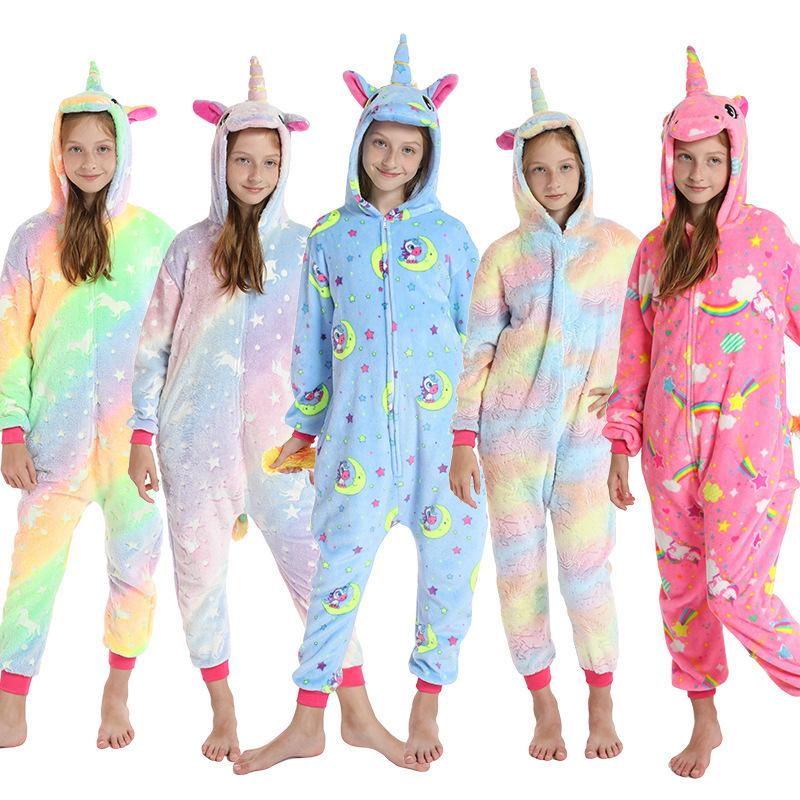 Sample Available Unicorn Pajamas Cartoon Animals Cute New Adult Home Clothes Hoodie Blanket