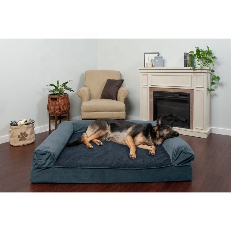 Sample Available Pet Bed Soft Woven Orthopedic Bolster Dog Bed Mat