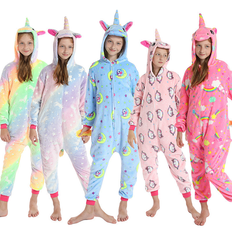 Sample Available Unicorn Pajamas Cartoon Animals Cute New Adult Home Clothes Hoodie Blanket