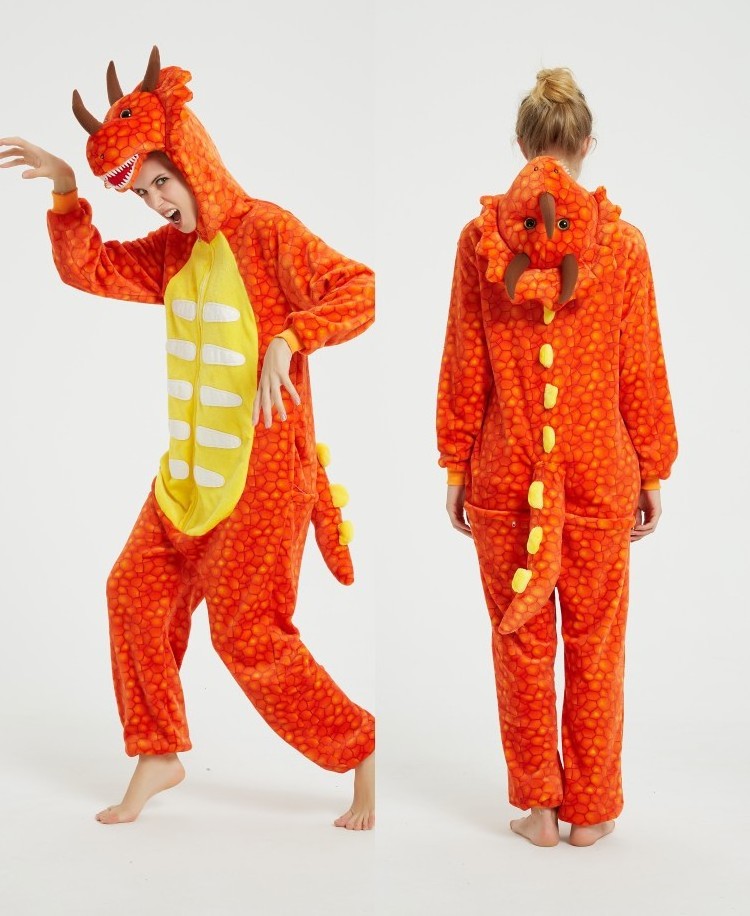 Sample Available Cartoon Animal One-piece Pajamas Adult Autumn and Winter Flannel Panda Dinosaur Hooded Blanket