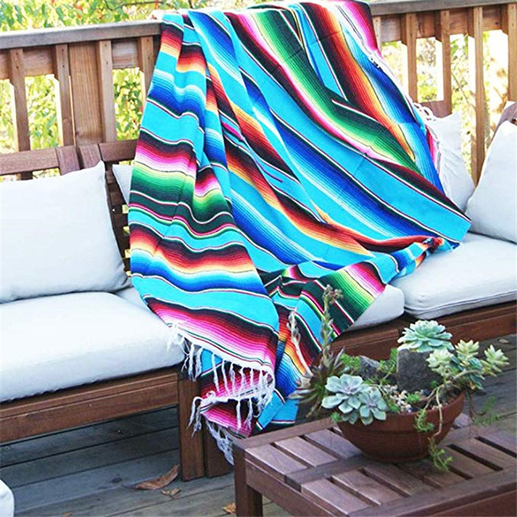 Sample Available extra large falsa material yoga multi color weaves bulk wholesale mexican blanket