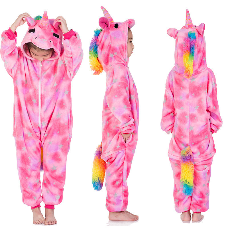 Sample Available New Animal Pajamas Cartoon Winter Flannel Children's Pajamas Hoodie Blanket