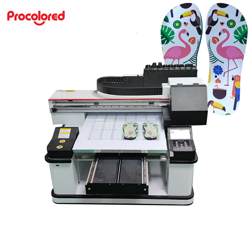 6090 large format A1 uv led flatbed EVA PVC PE foot shoe slipper flip flop sole printer